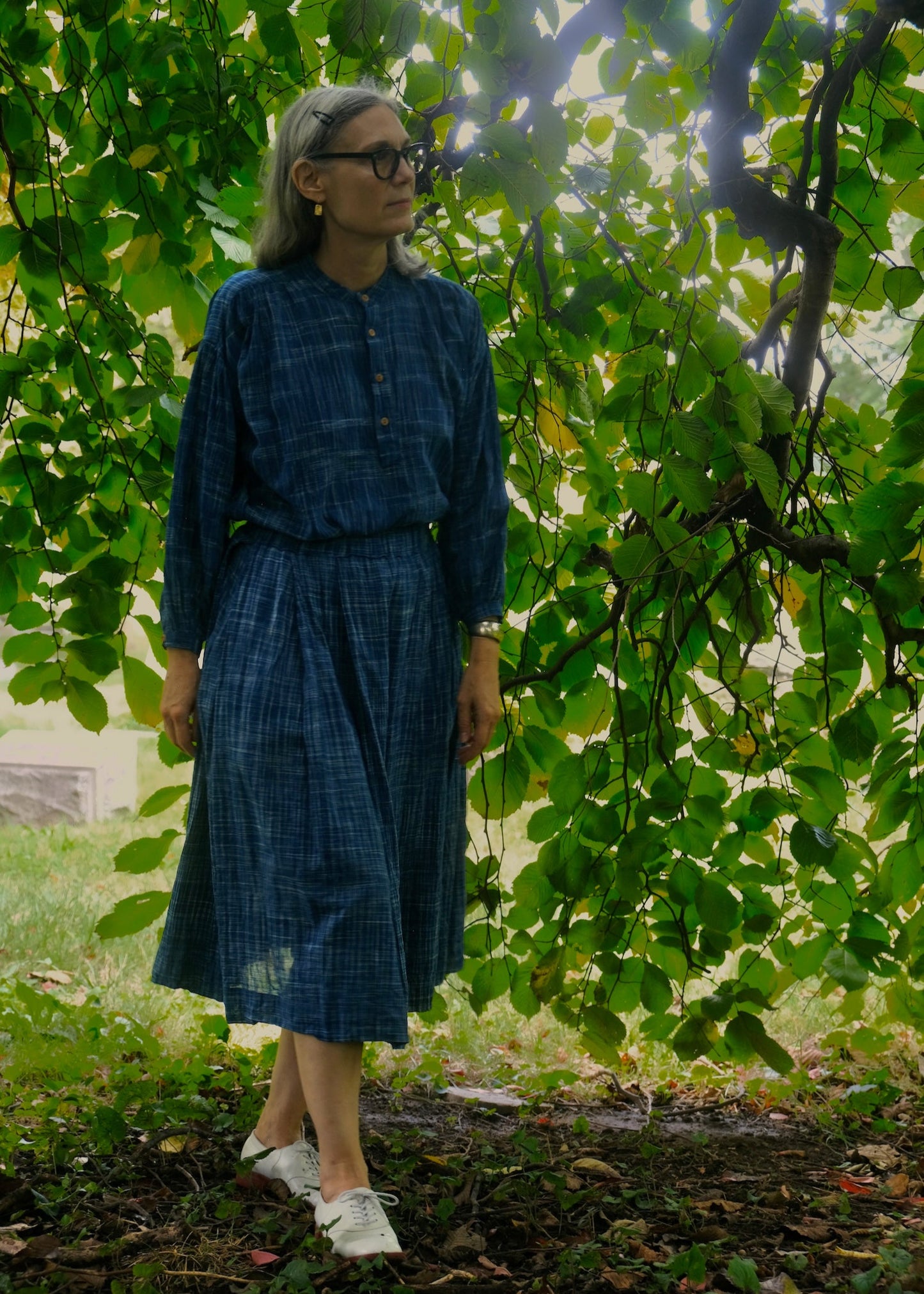peasant blouse and belle skirt indigo space dye