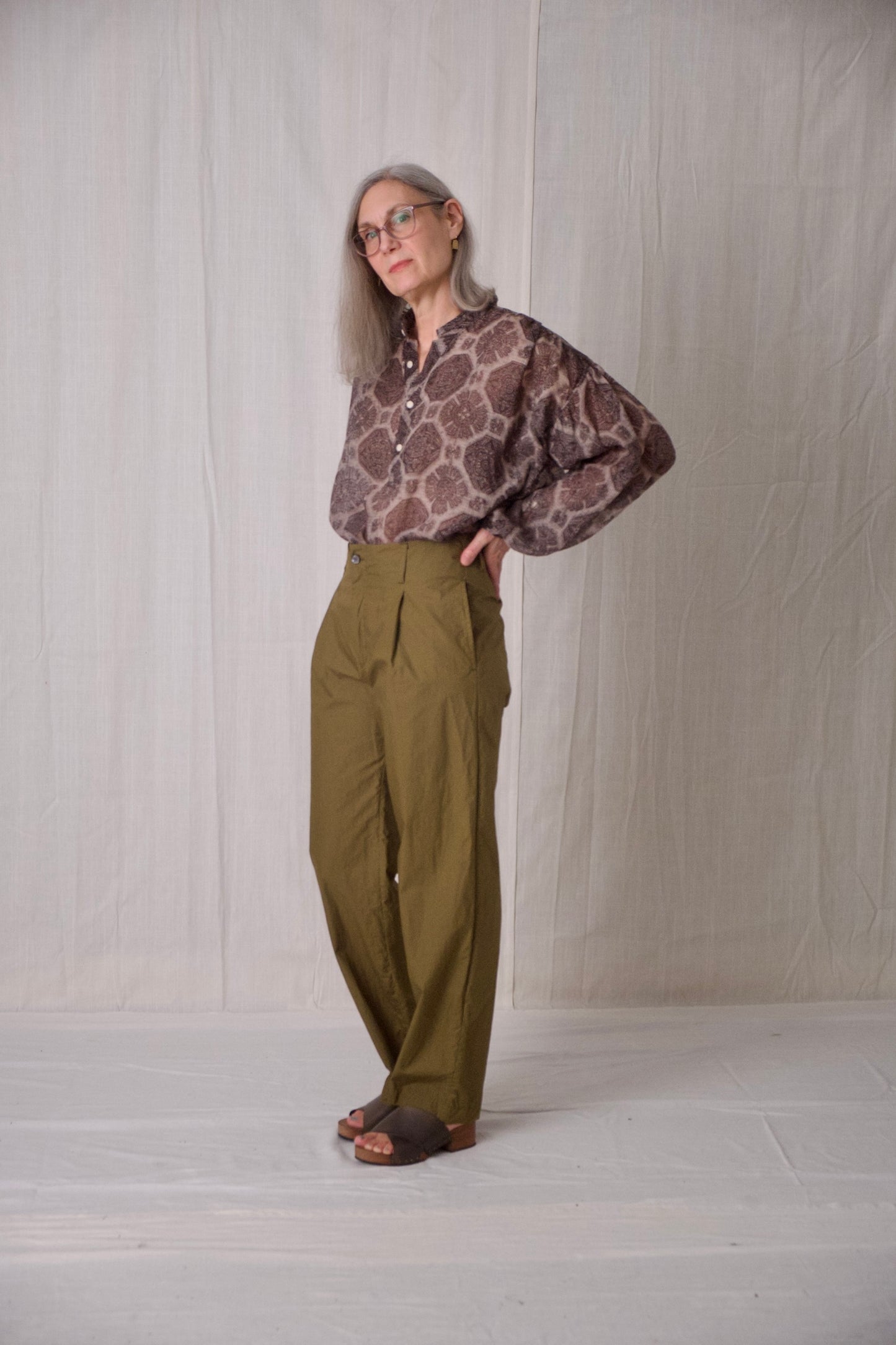 peasant blouse block print earth medallion