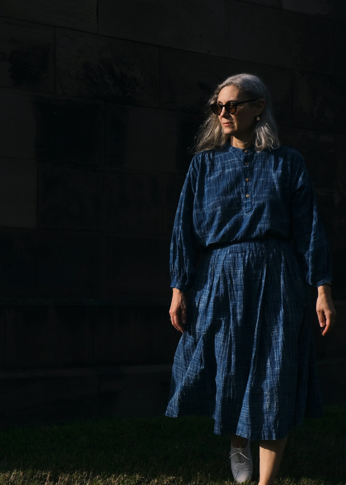 peasant blouse and belle skirt indigo space dye