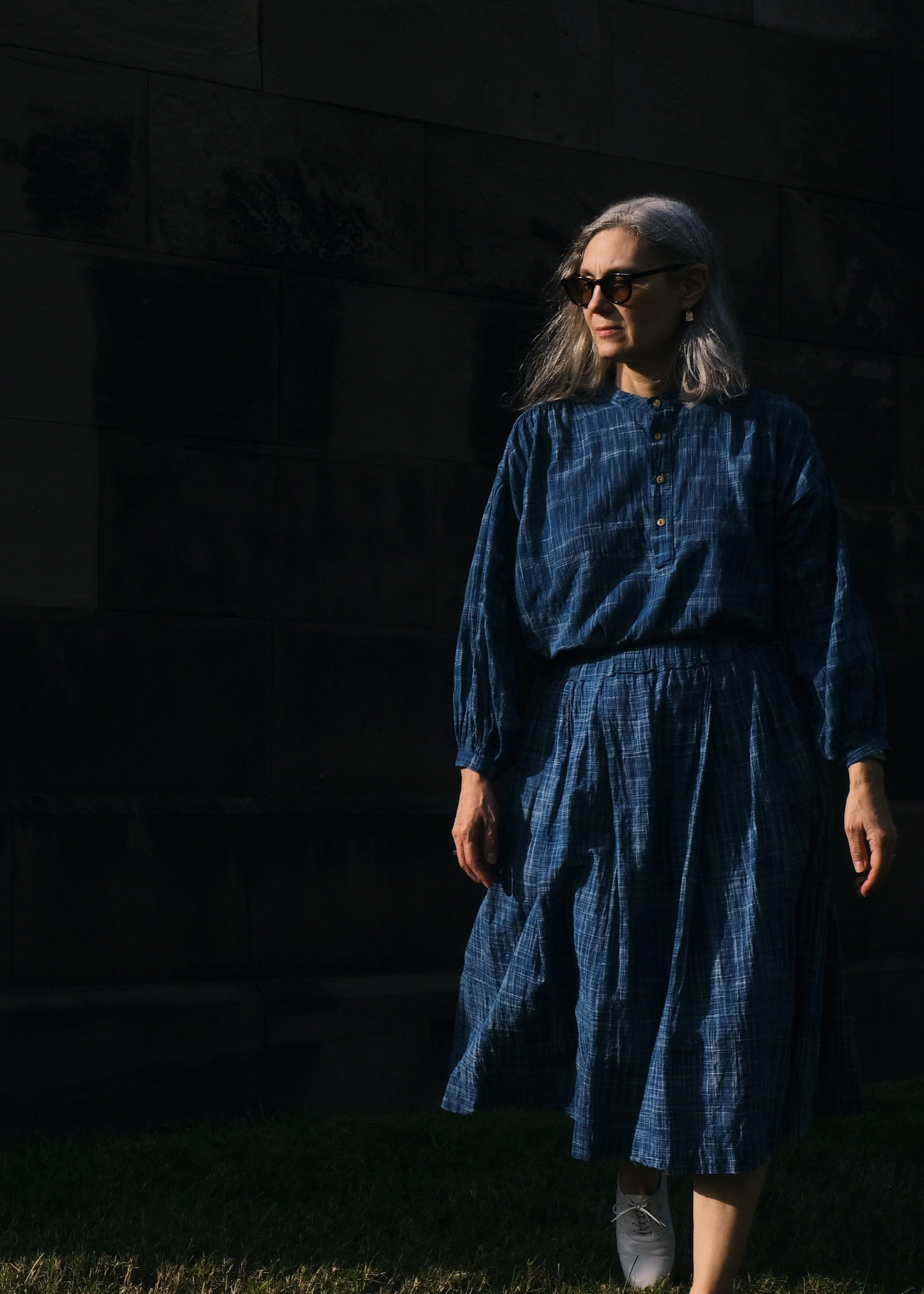 peasant blouse and belle skirt indigo space dye