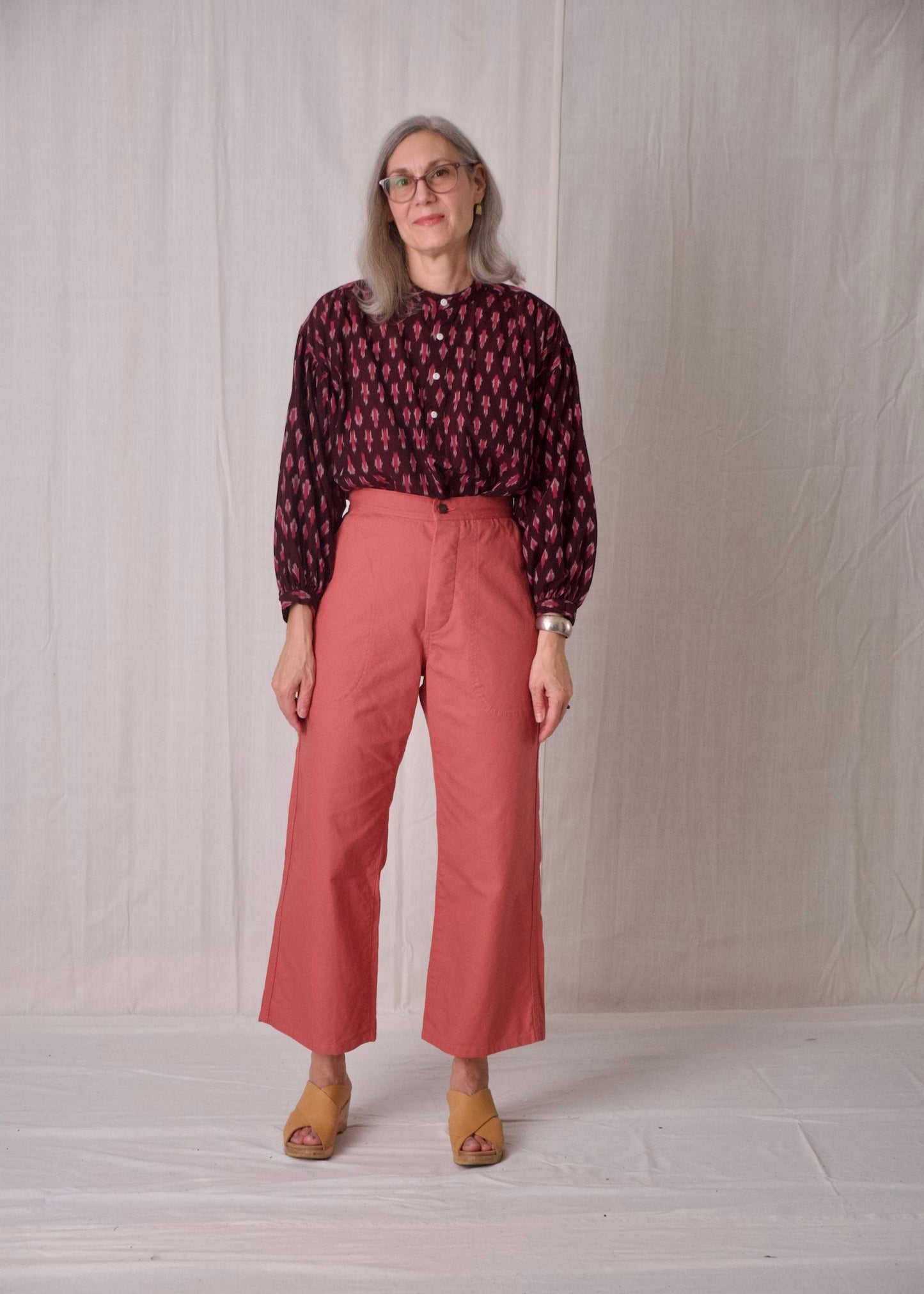 peasant blouse beet pink ikat