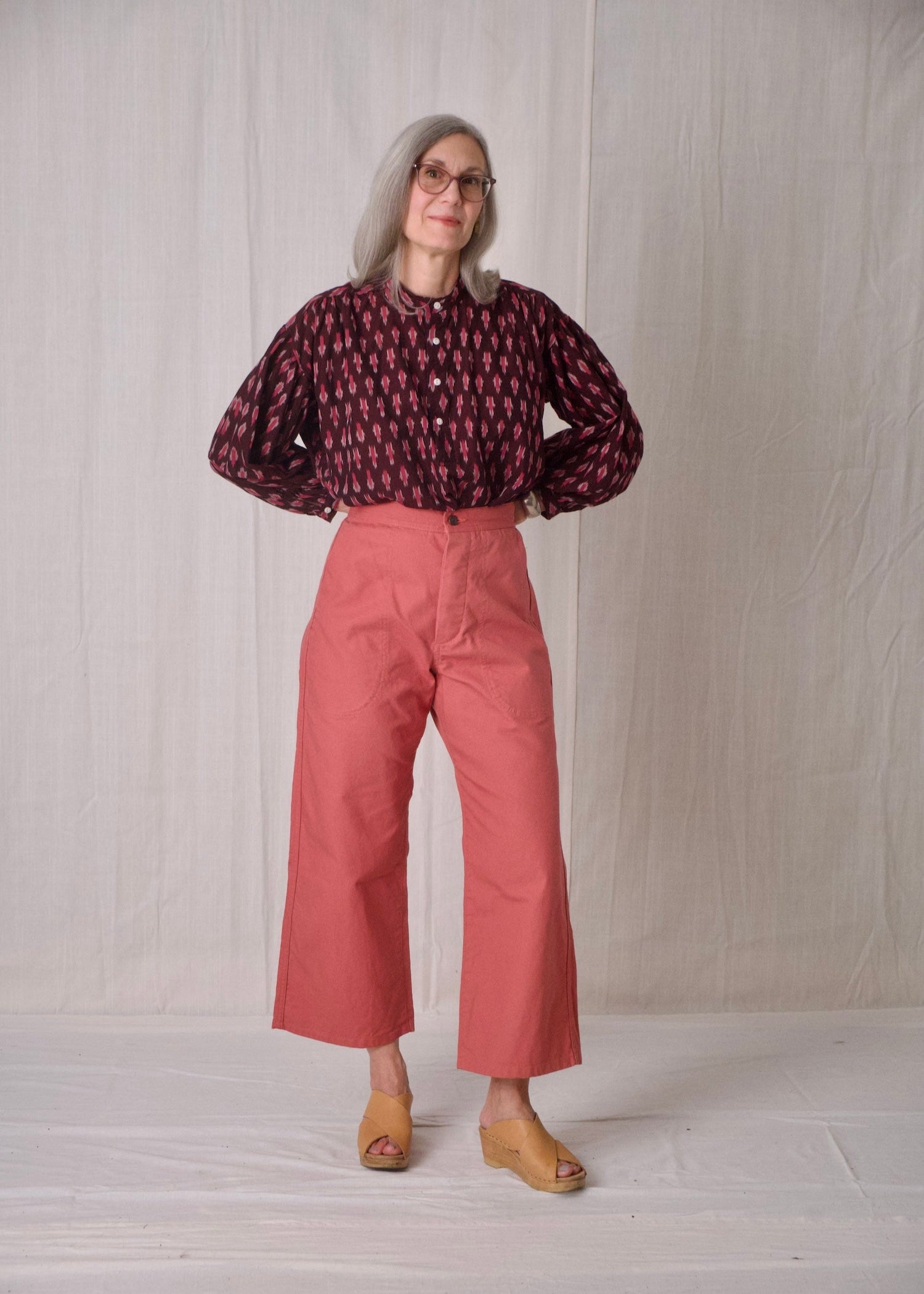 peasant blouse beet pink ikat