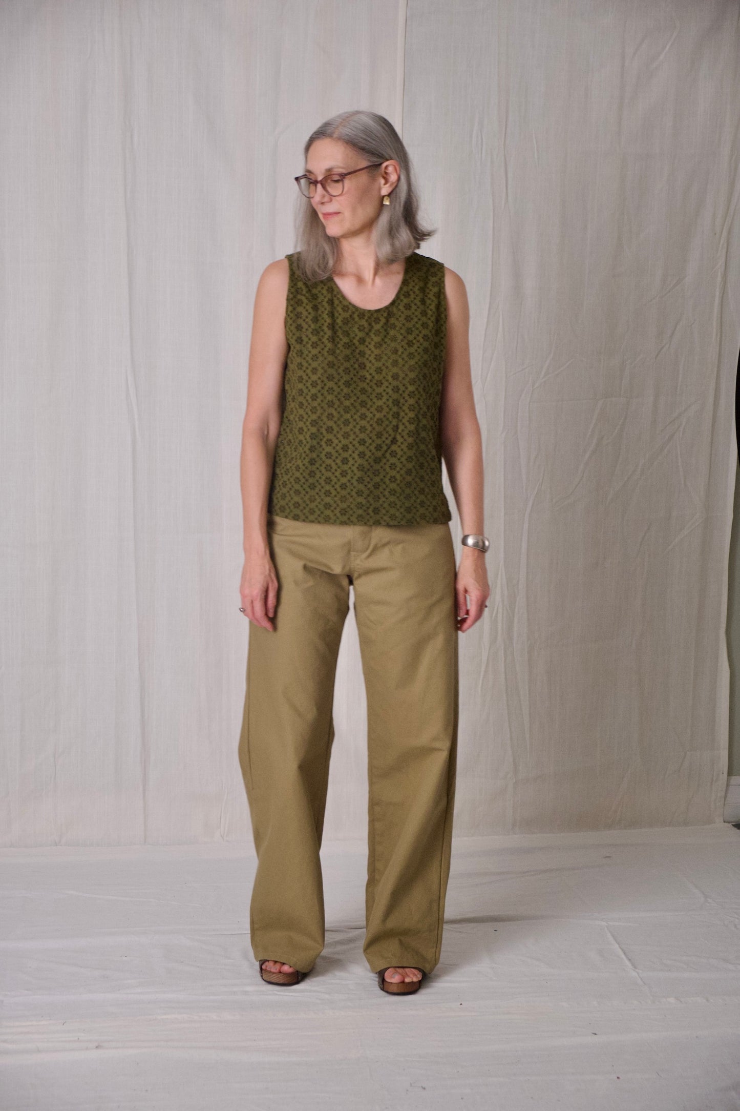 olive eyelet tank top
