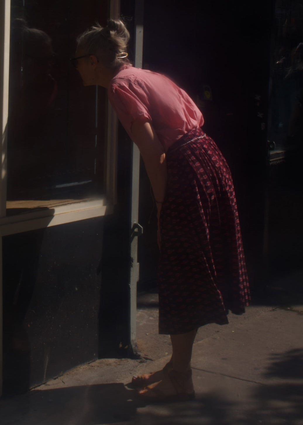 rose quartz voile short pleat sleeve blouse