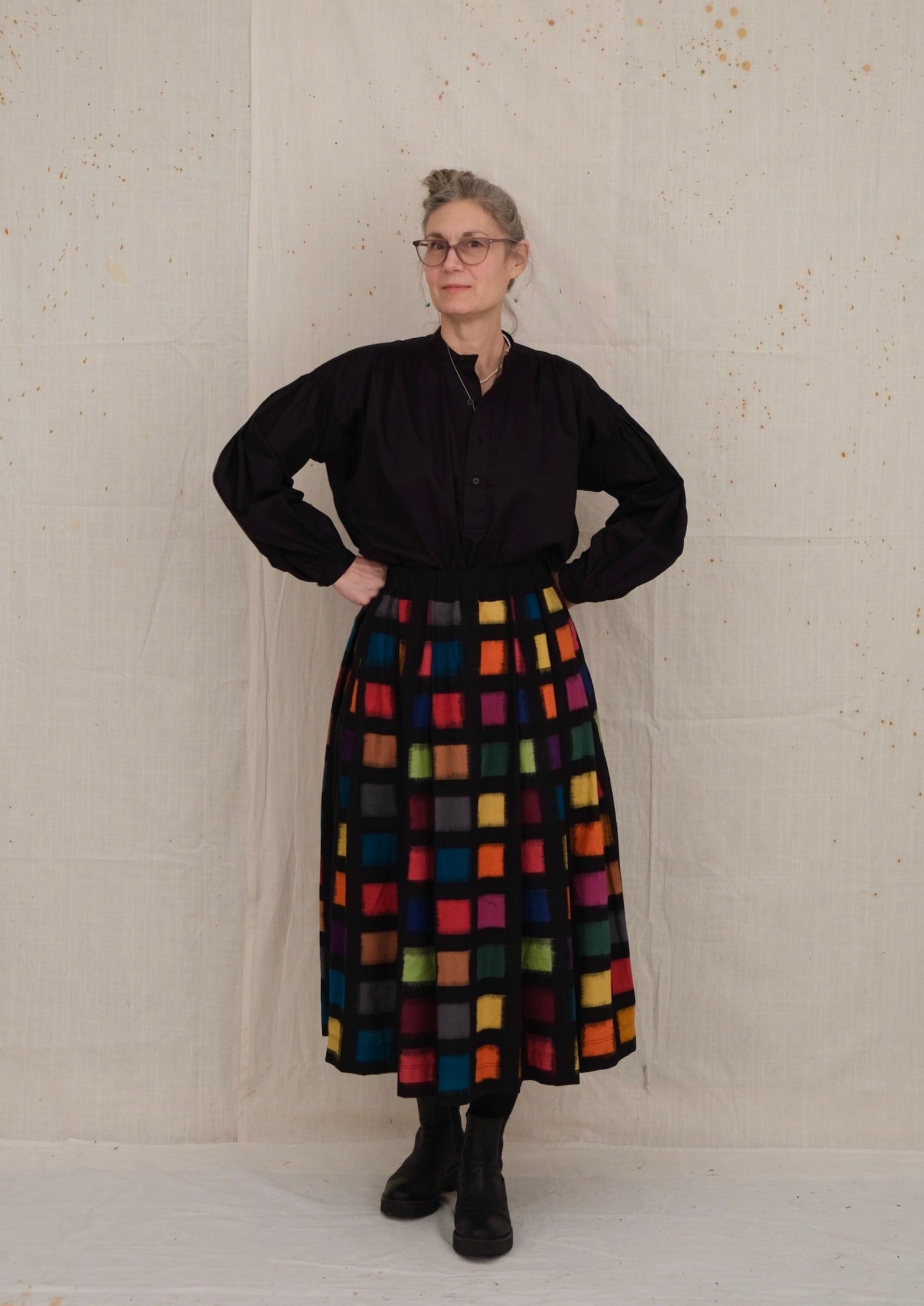 Black Peasant Blouse Sateen