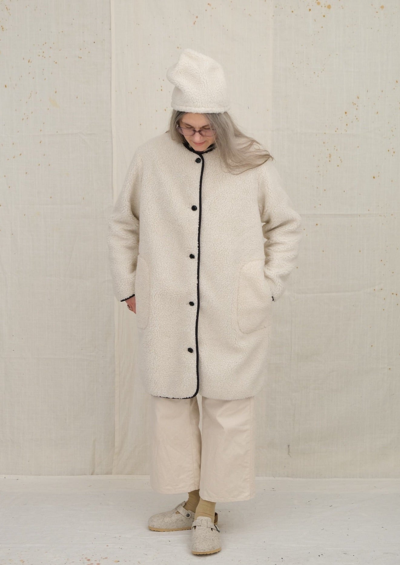Liner Coat Cream Sherpa, buttoned