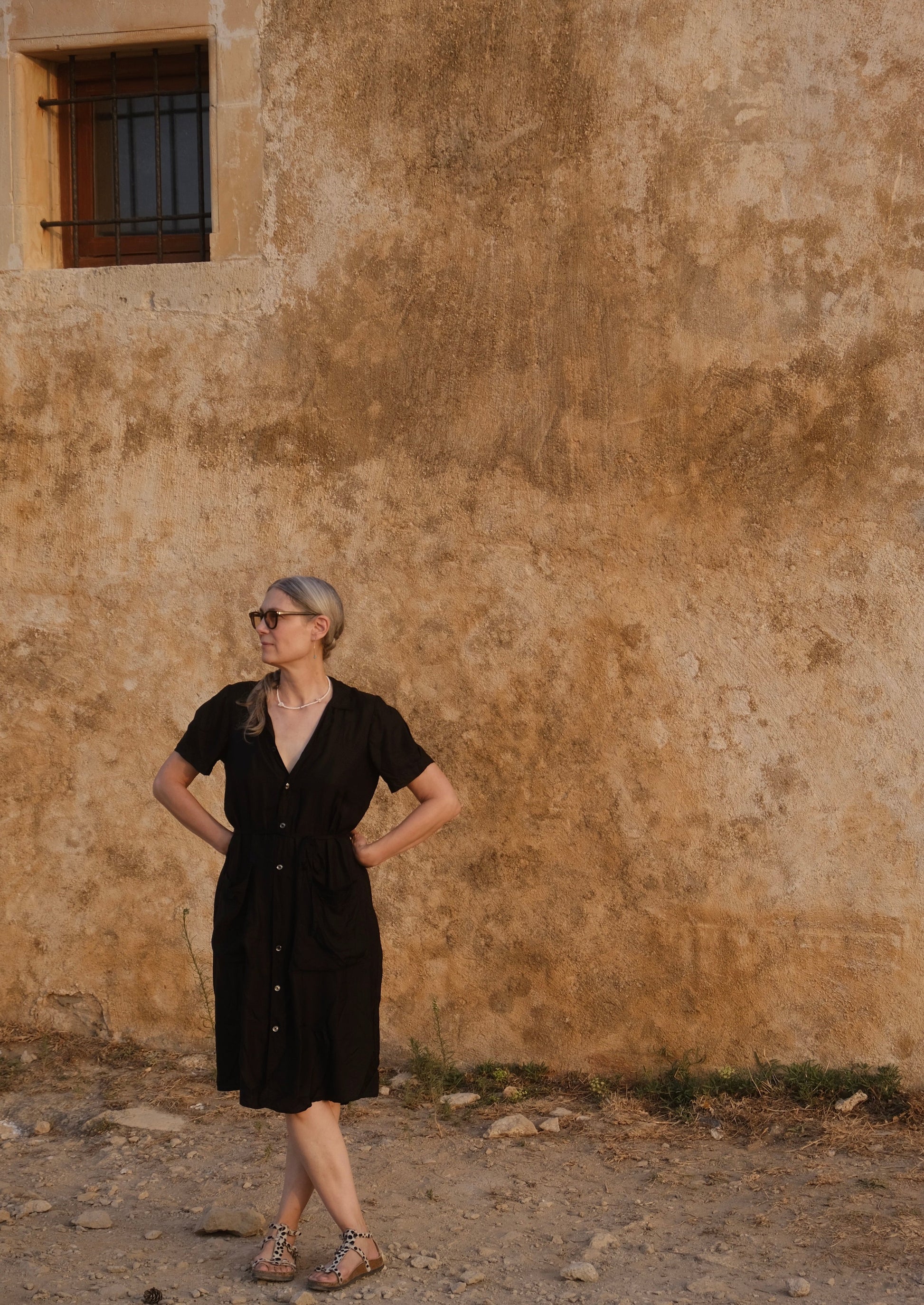 Black Rayon Shirt Dress, out and about