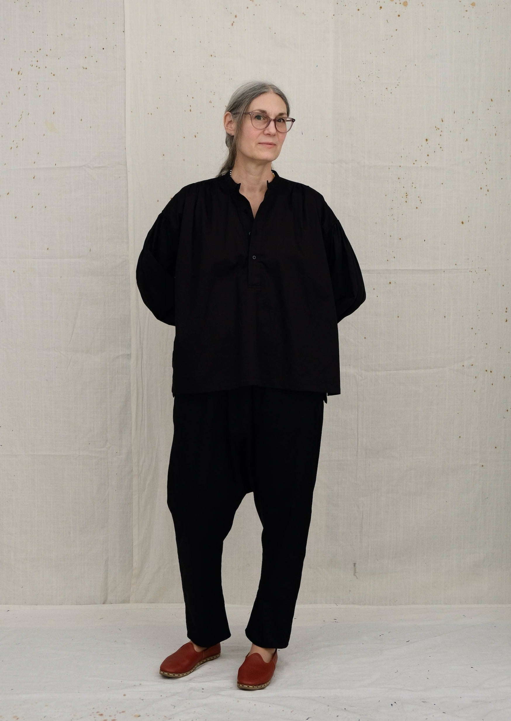 Black Peasant Blouse Sateen