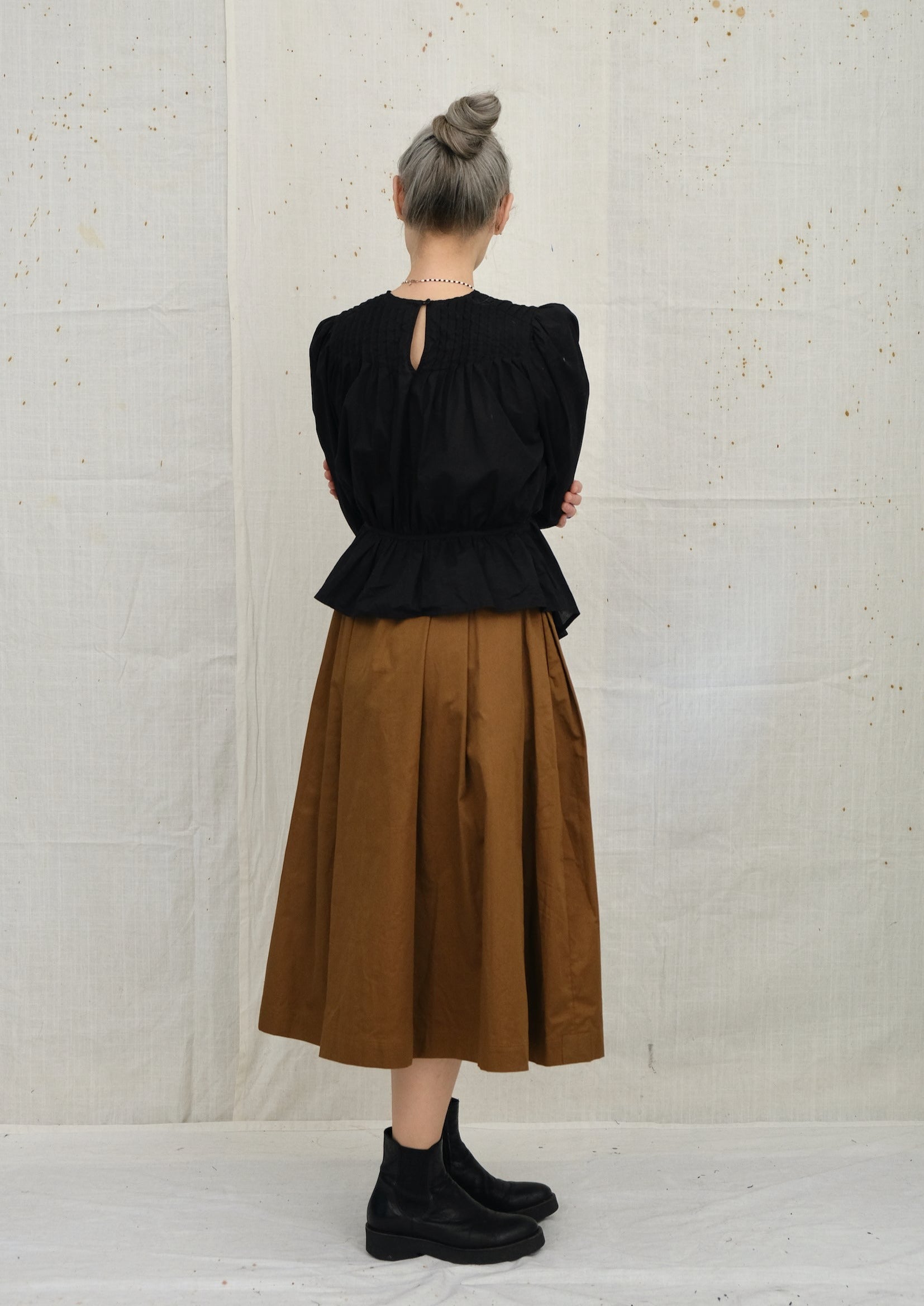 Black Pintuck Blouse Back