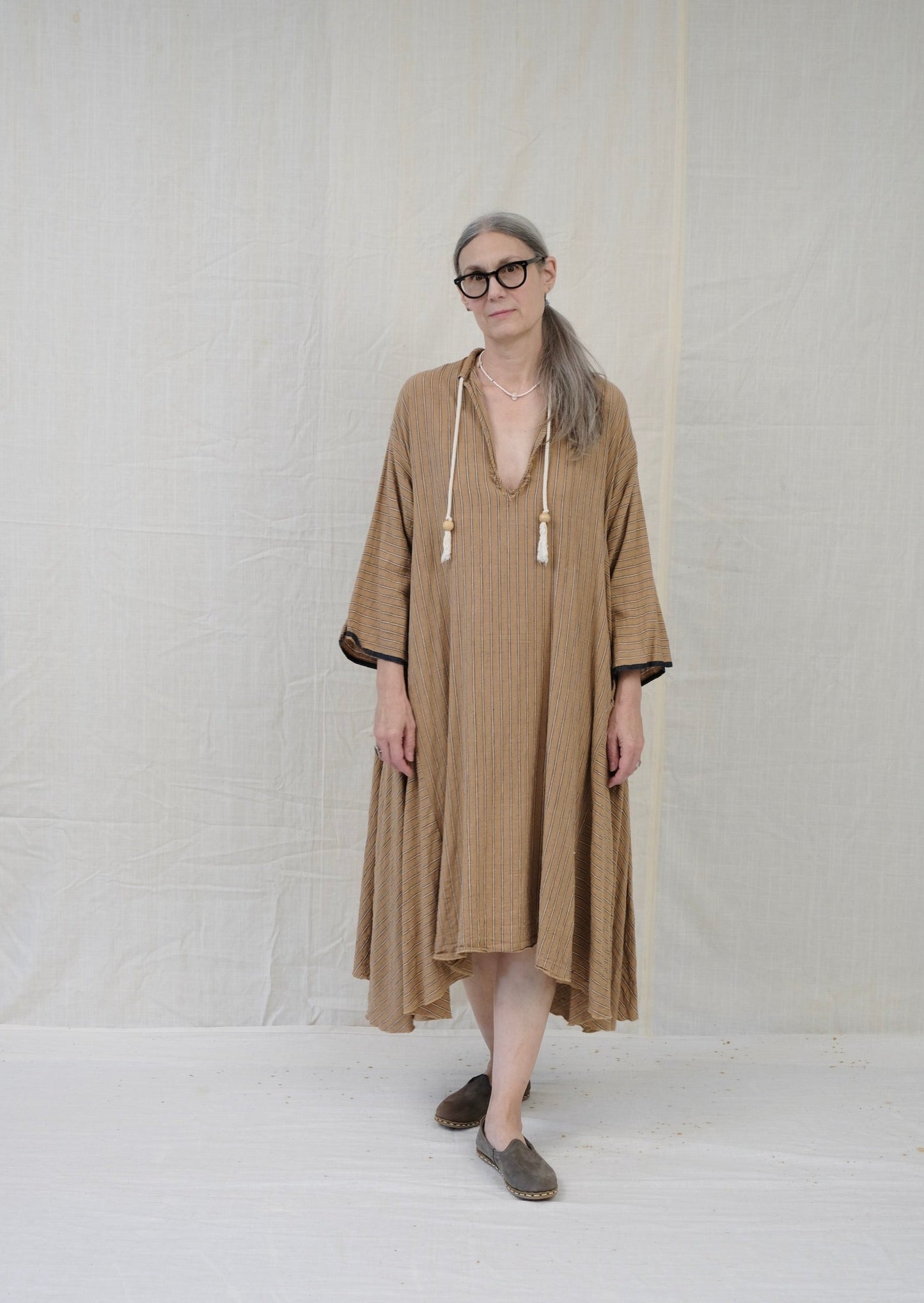 Dervish dress brown stripe on model
