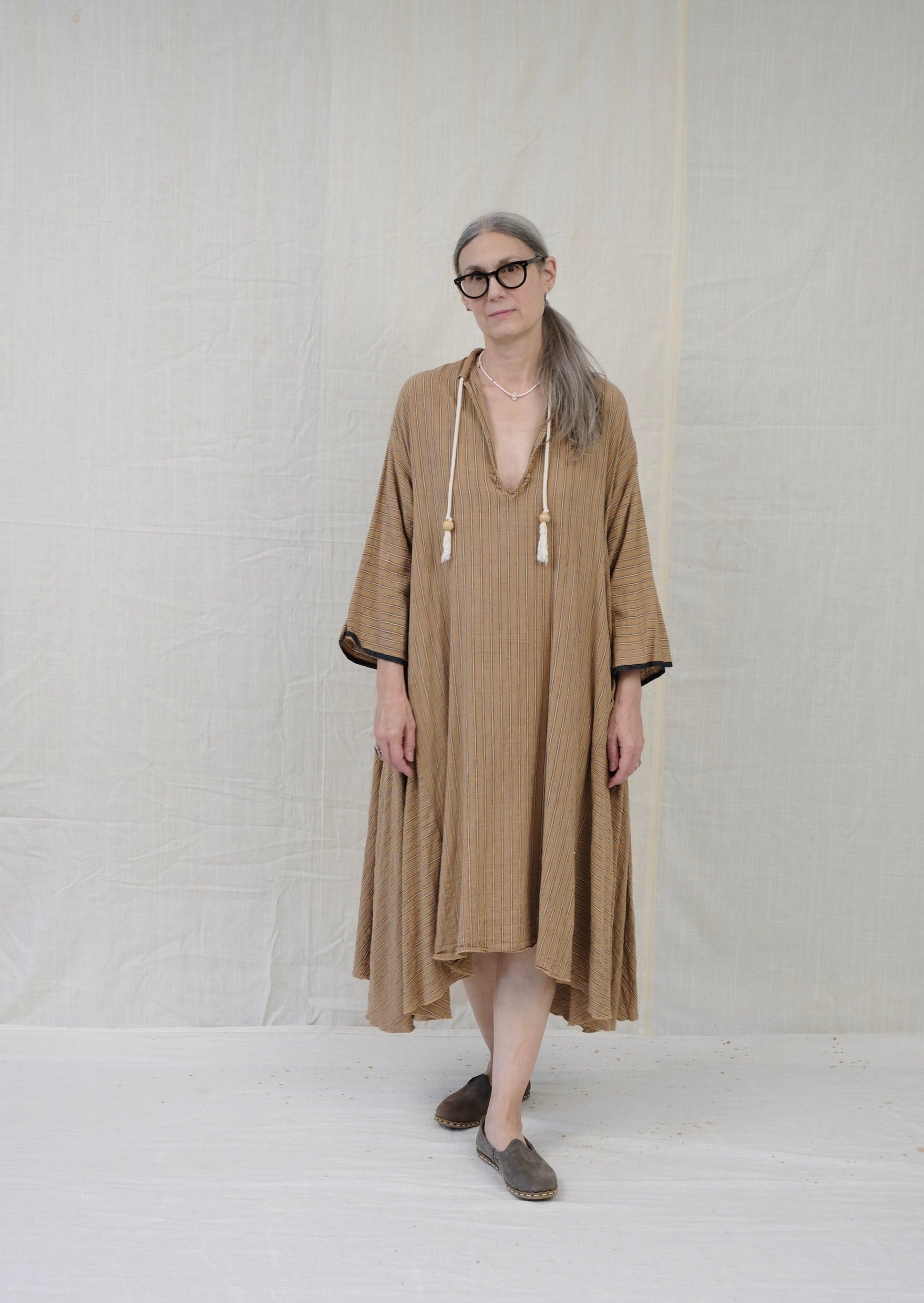 Dervish dress brown stripe on model