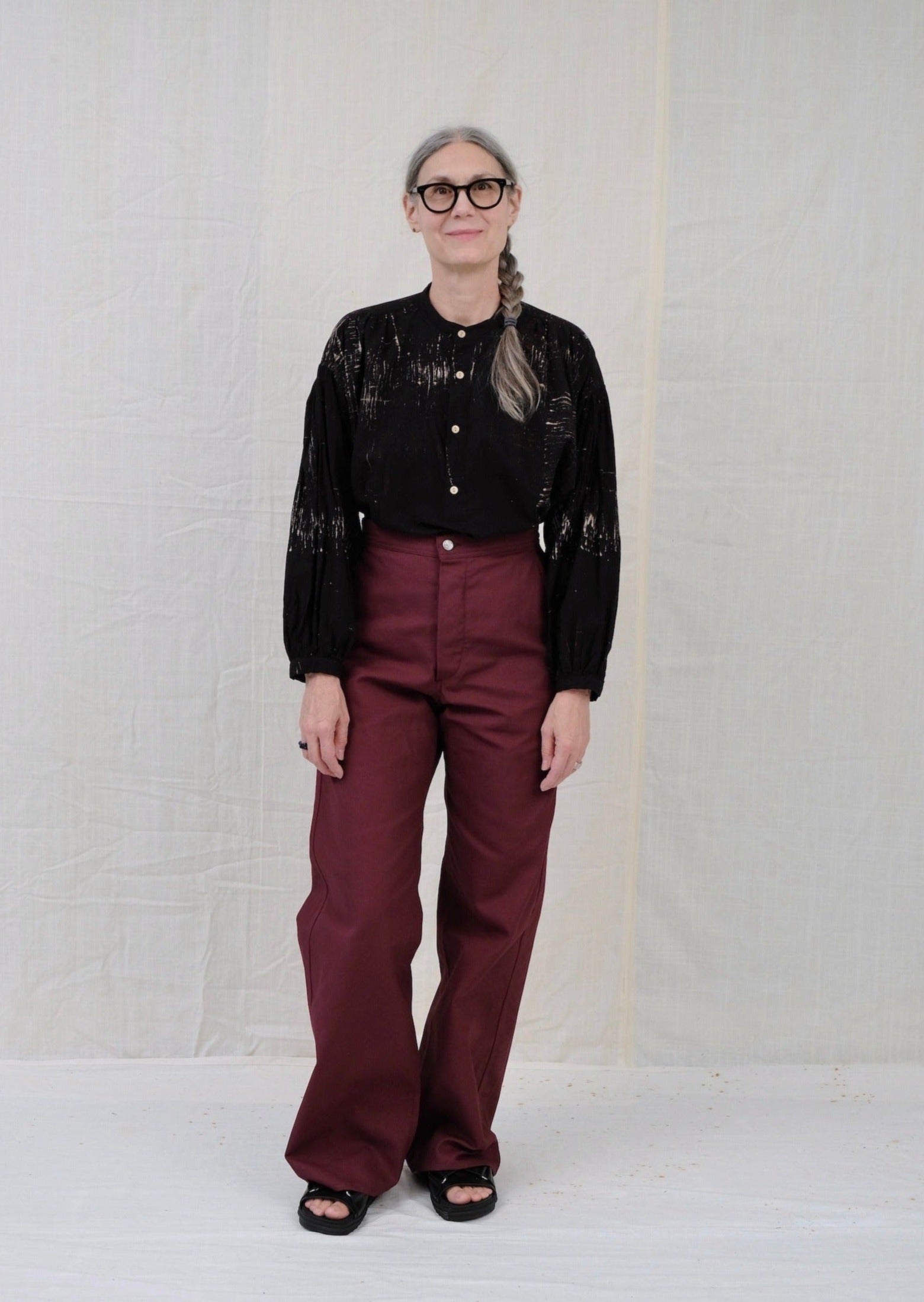 elderberry duck long sailor pant on model