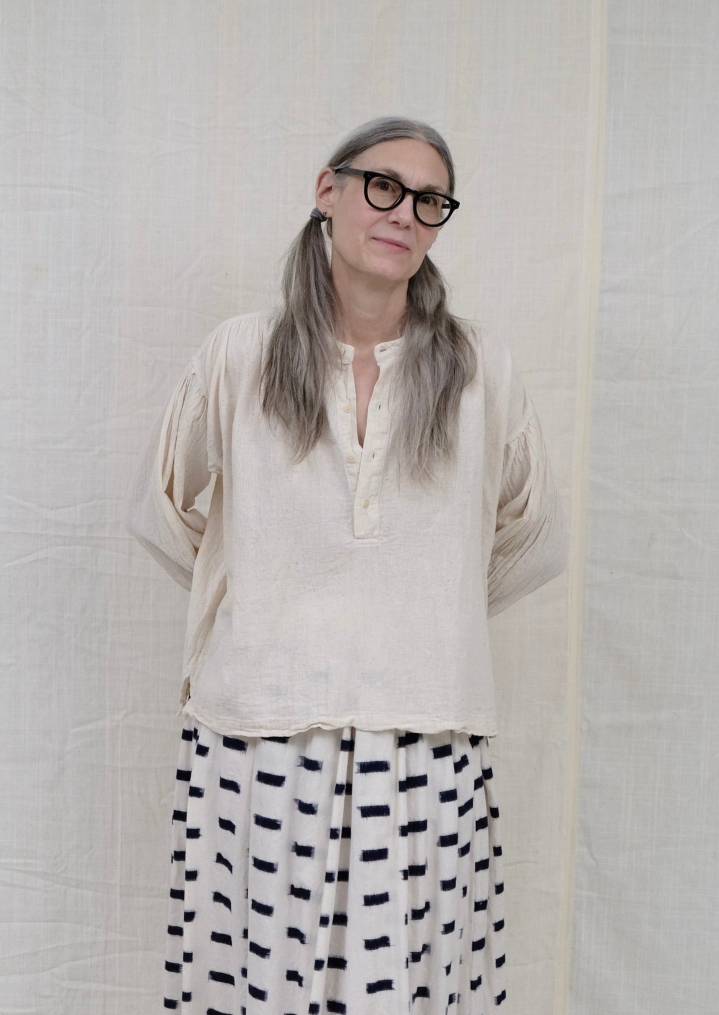 Natural Khadi Cotton, peasant top