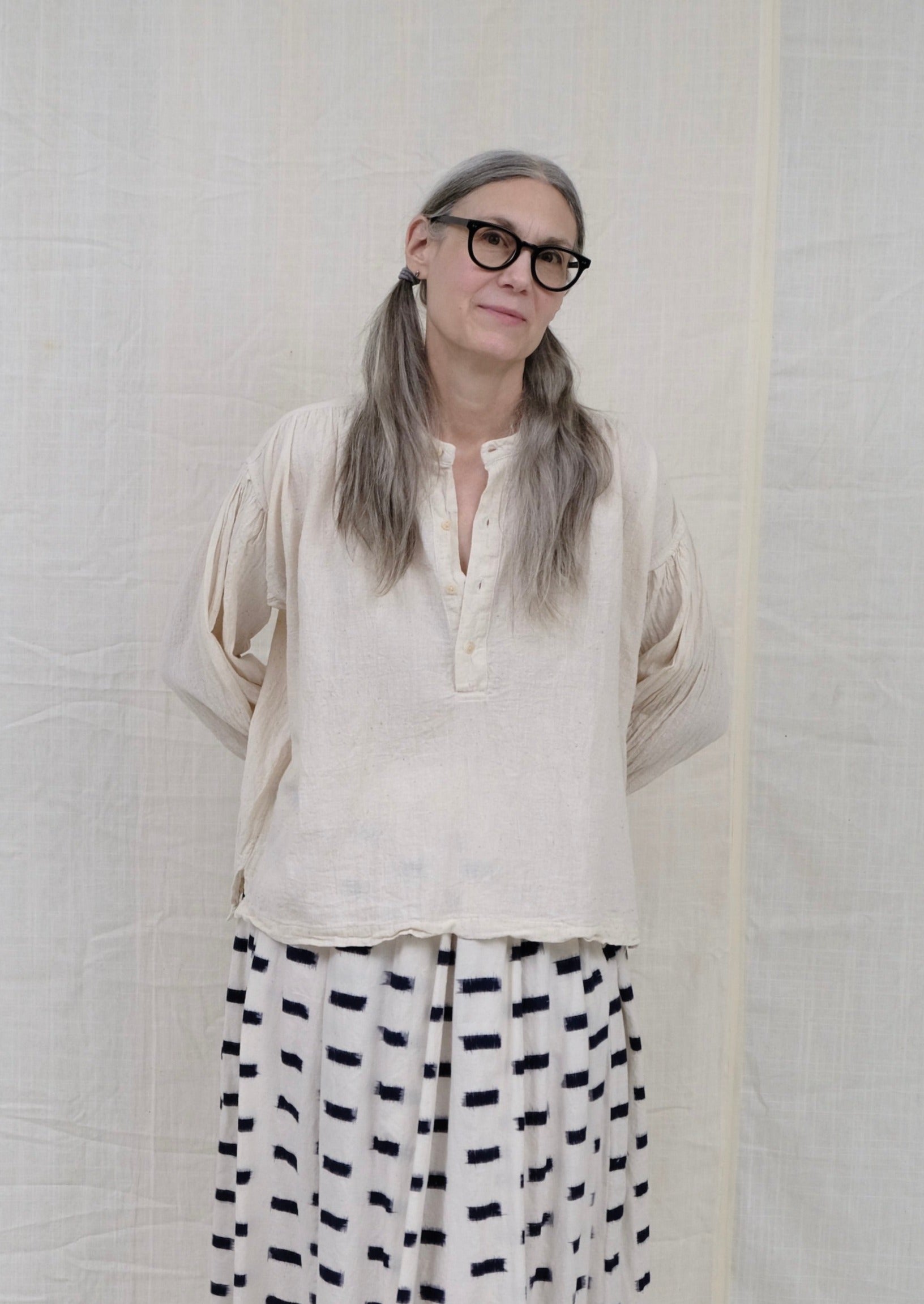 Natural Khadi Cotton, peasant top