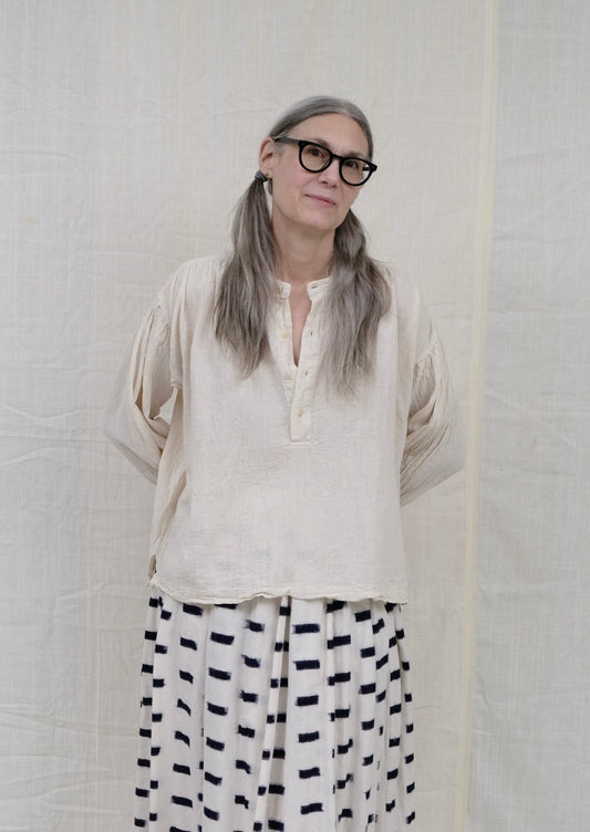 Natural Khadi Cotton, peasant top