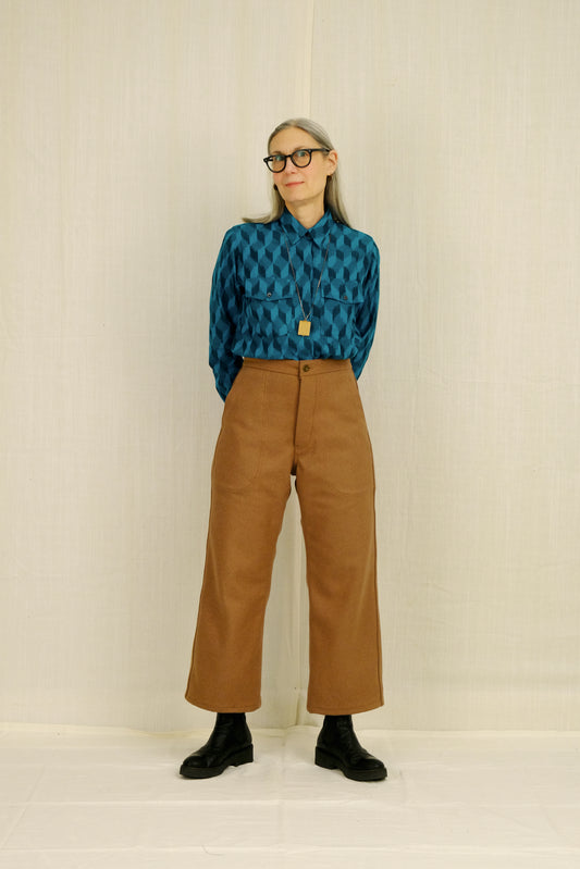 Pocket Shirt Cerulean Cubic Ikat