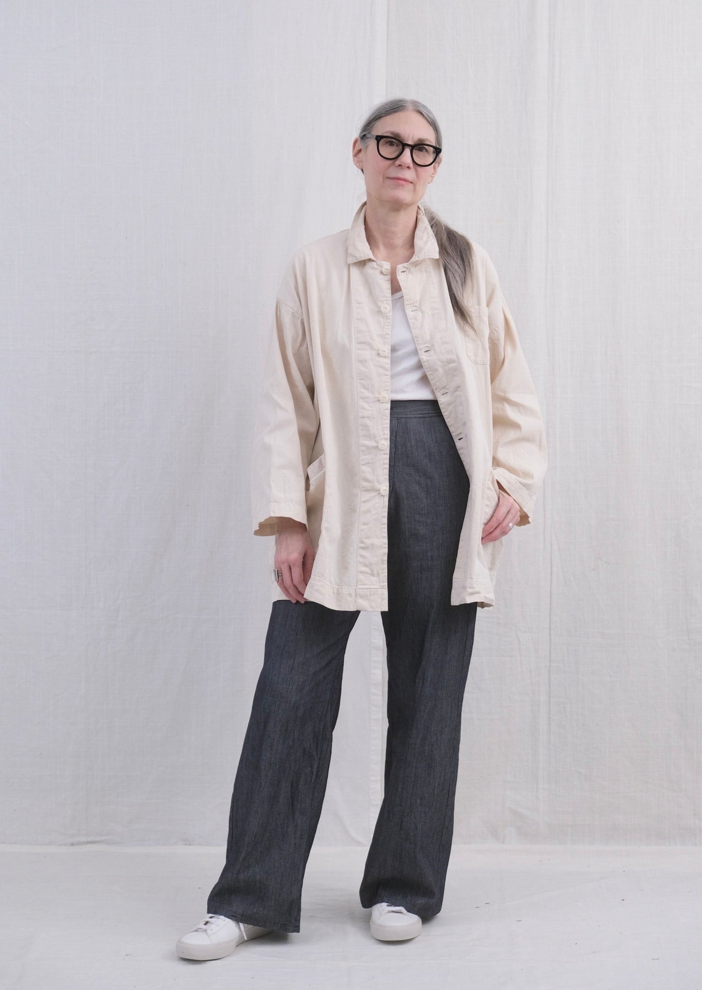 Big Mac Natural Twill on model unbuttoned