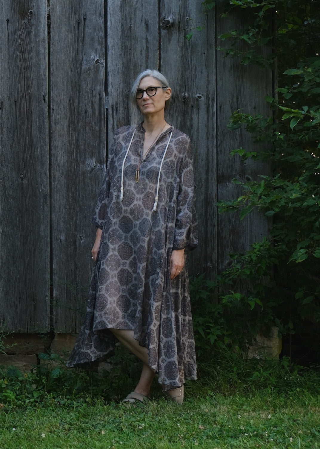 dervish dress in earth medallion block print