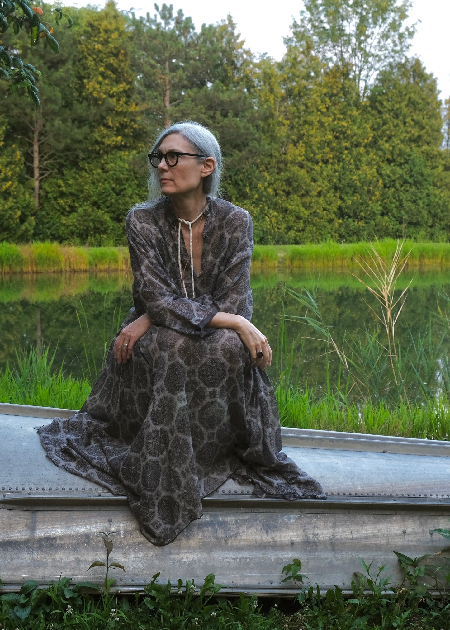 dervish dress in earth medallion block print