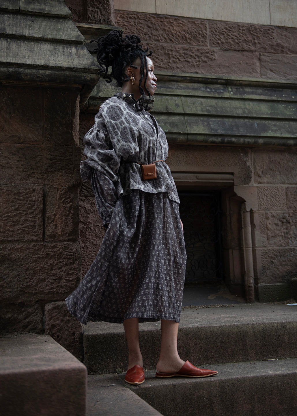 earth medallion peasant blouse