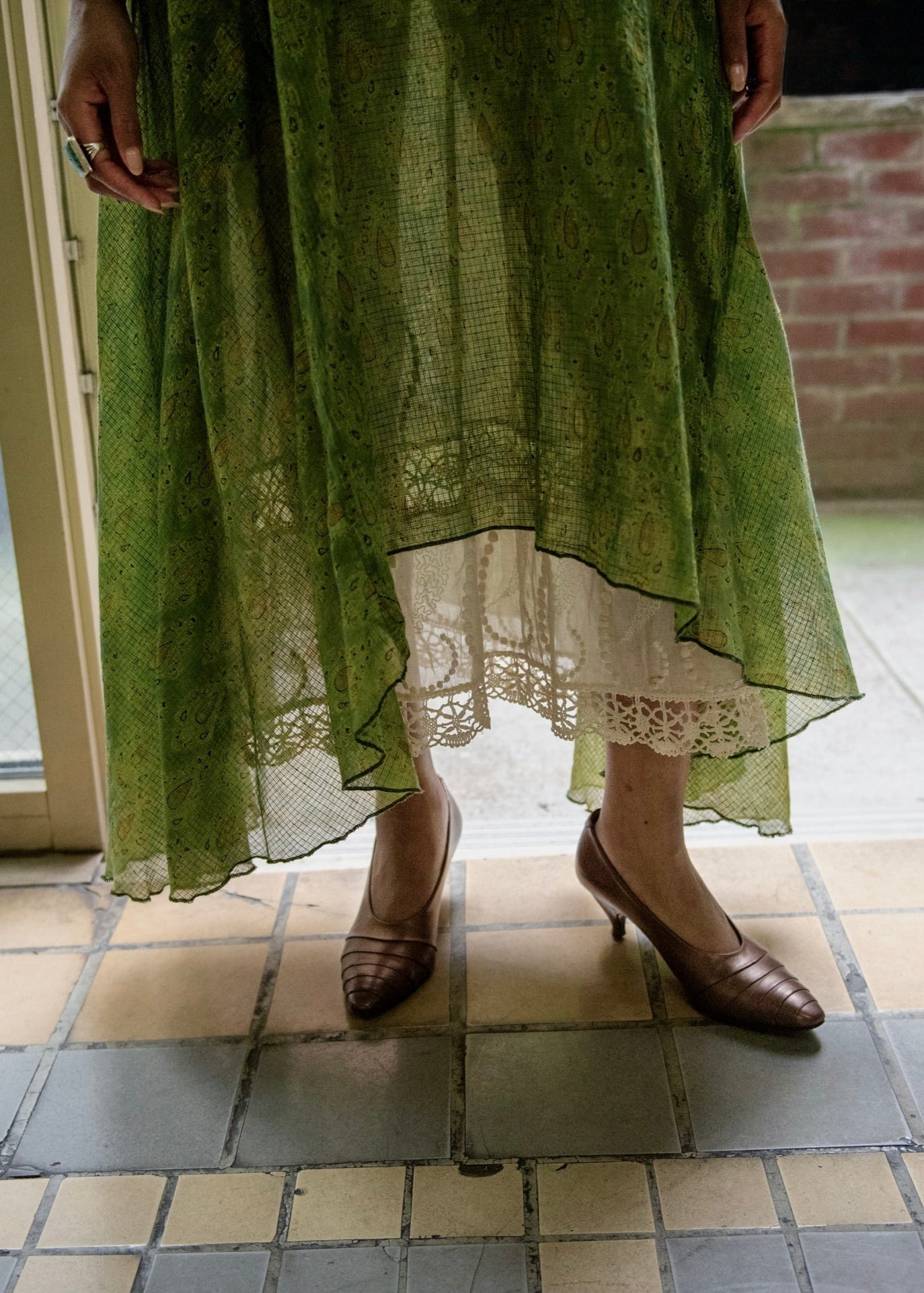 dervish dress green papaya detail