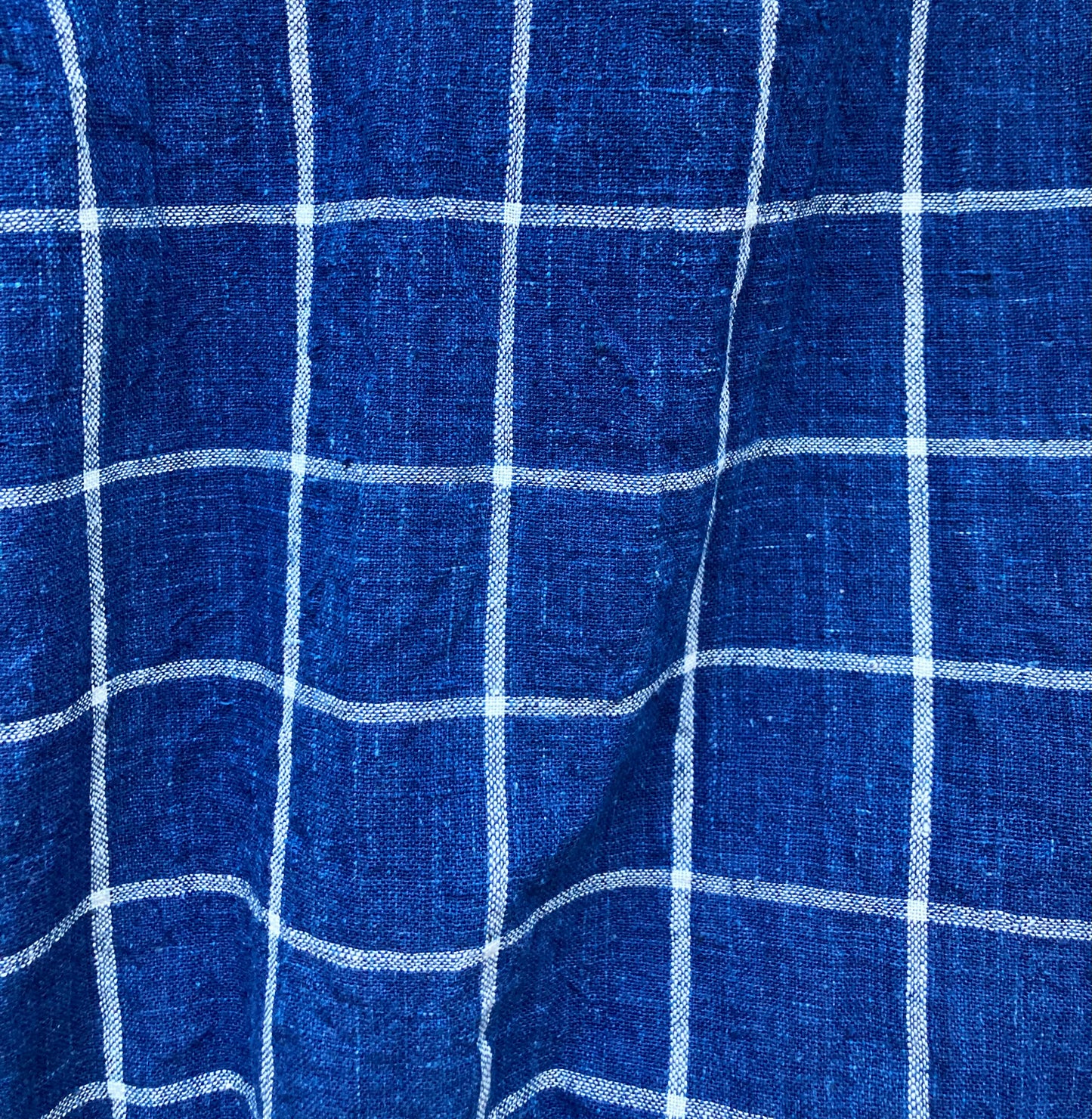 detail of handwoven windowpane fabric