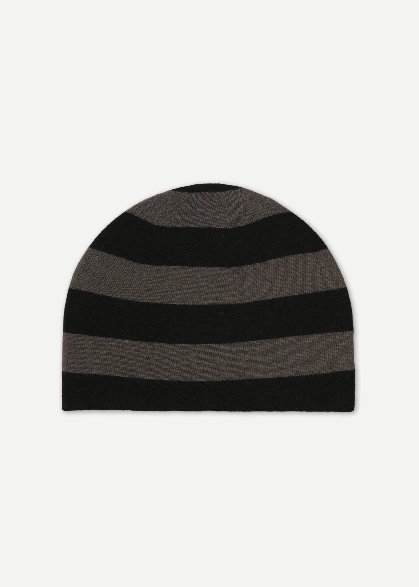 FINE KNIT BOLD STRIPE HAT BLACK & DRILL GREY