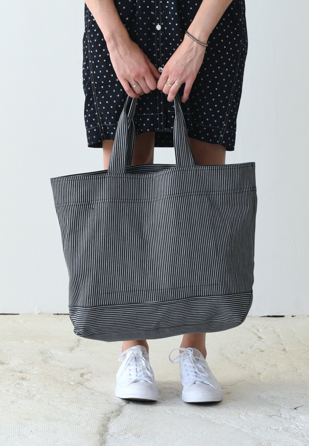 Tote Bag Railroad Stripe Denim