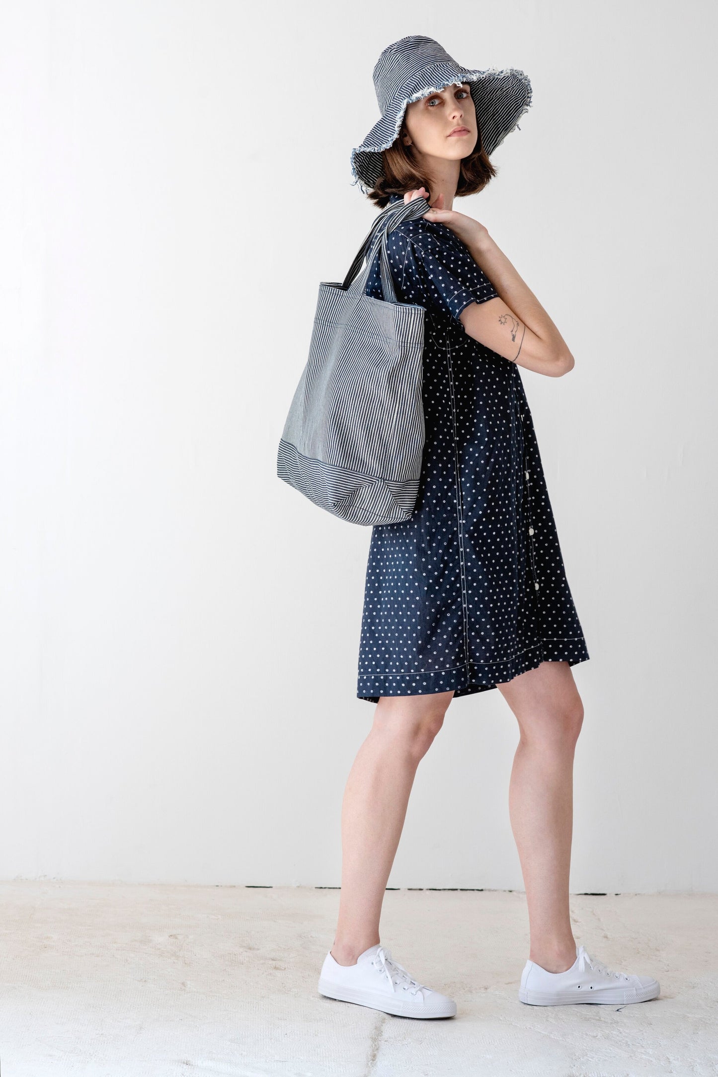 Tote Bag Railroad Stripe Denim