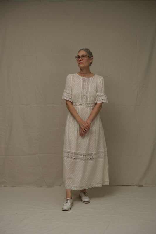 Lace Tea Dress Antique Dobby Dot