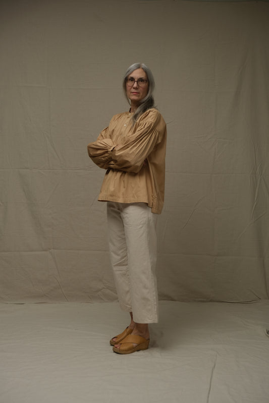 Peasant Blouse Cotton Sateen Antique Gold