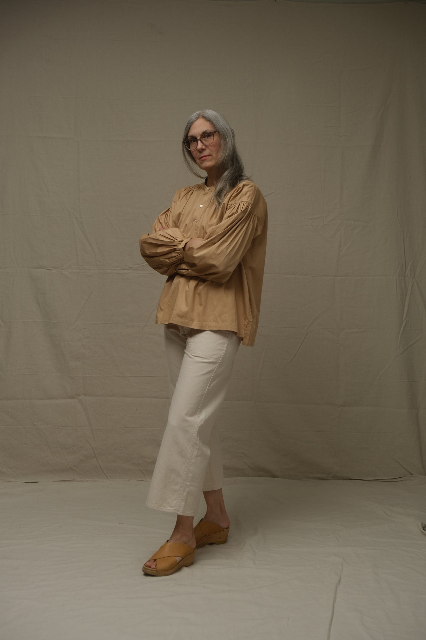 Peasant Blouse Cotton Sateen Antique Gold