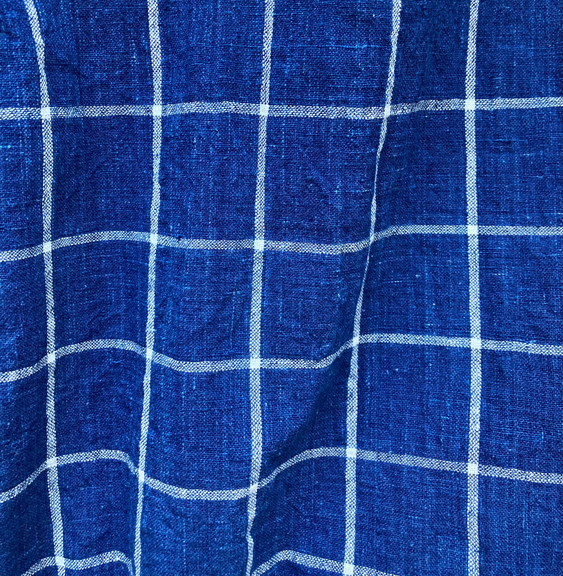 detail of handwoven windowpane fabric
