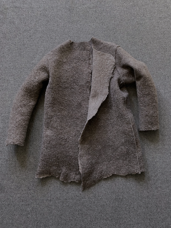 Handmade Felt Liner Coat Brown Melange