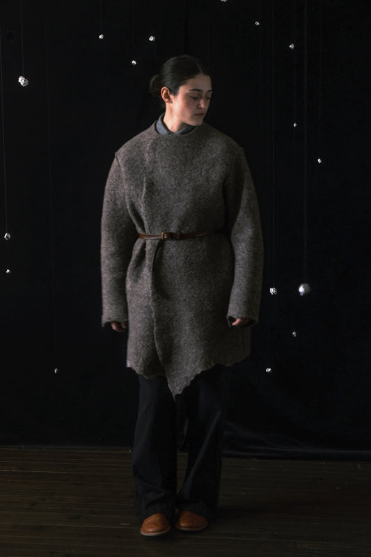 Handmade Felt Liner Coat Brown Melange