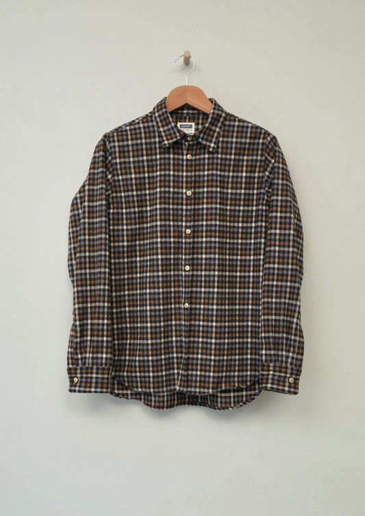button front flannel check shirt