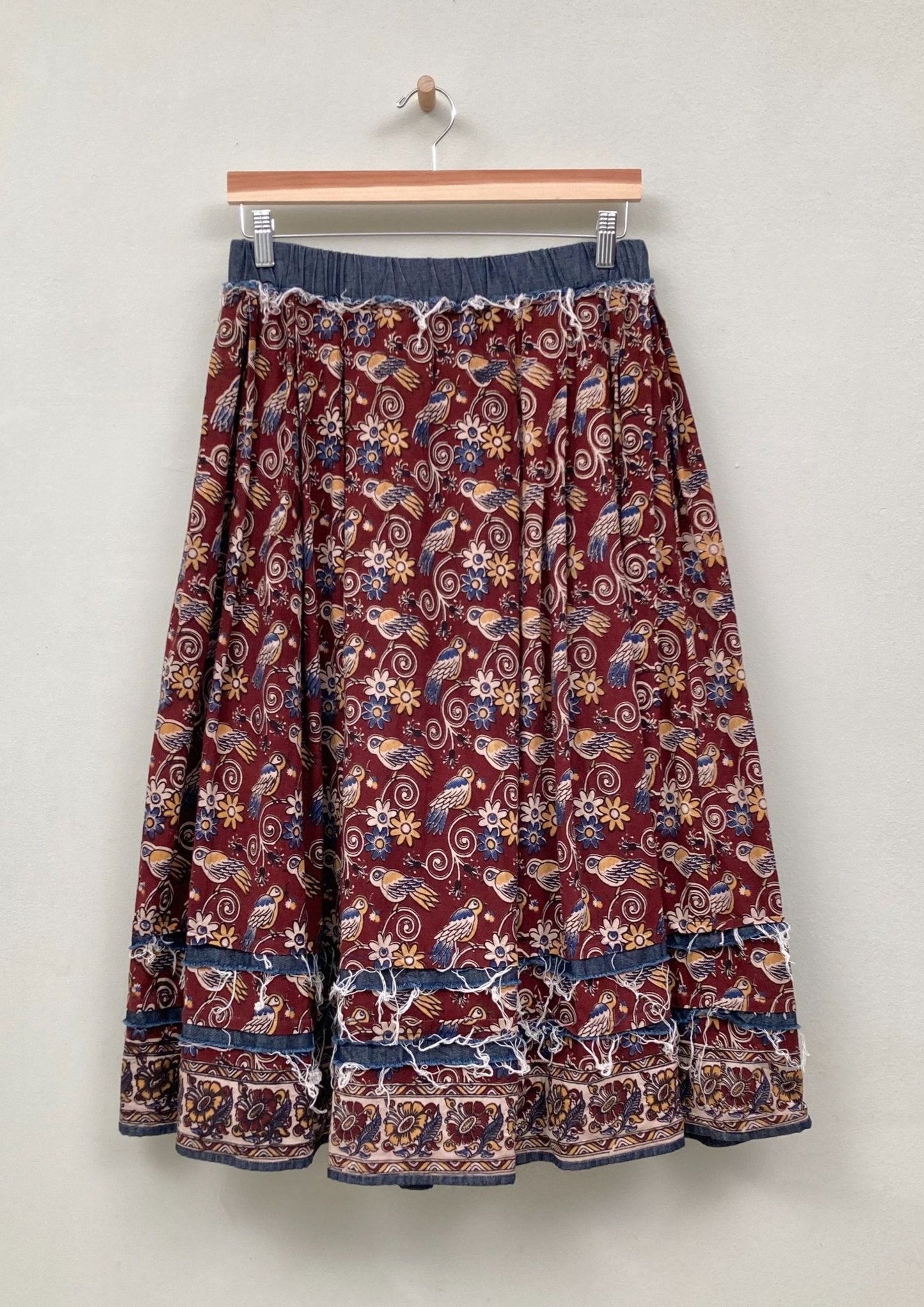 block print belle skirt on hanger