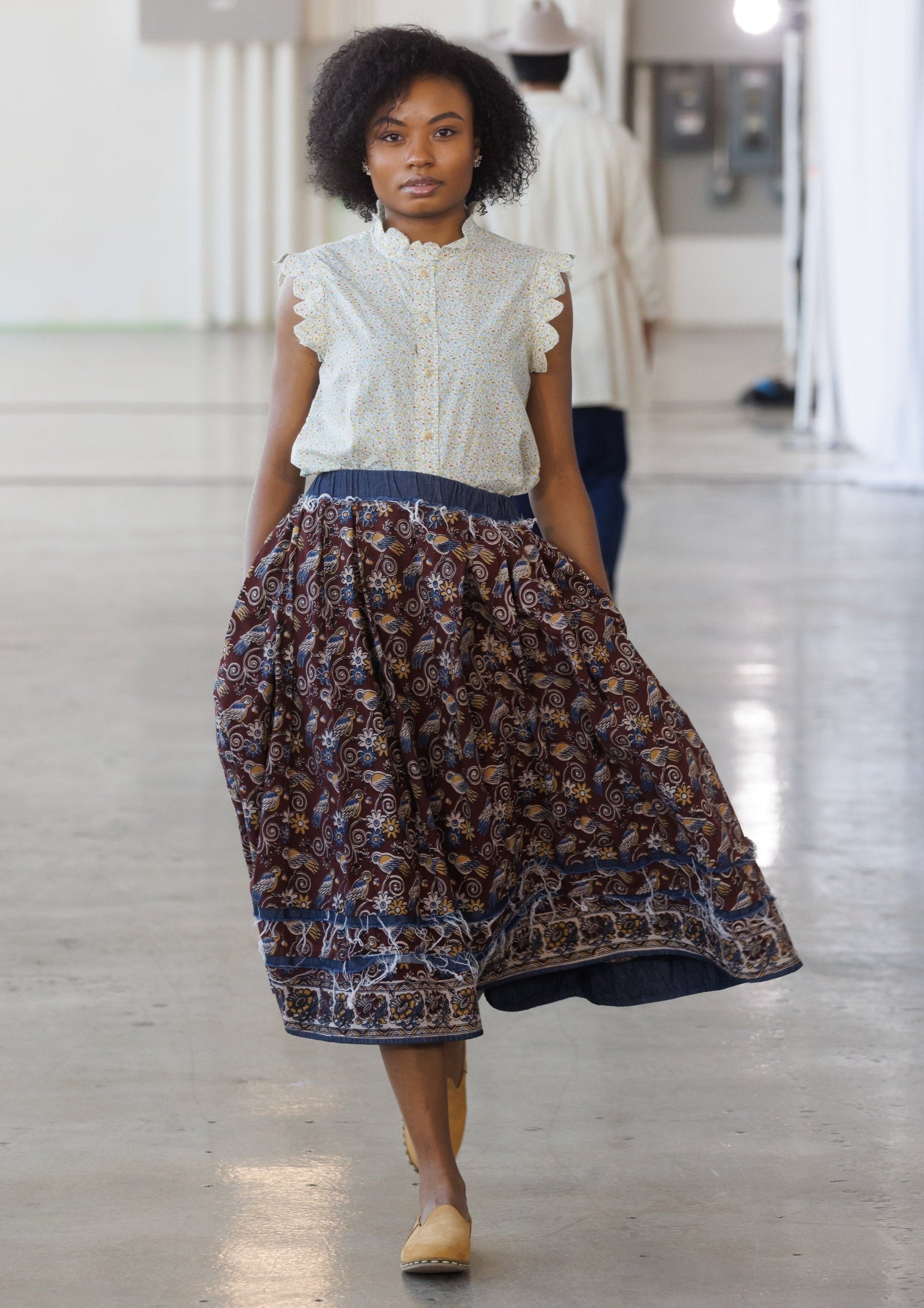 block print belle skirt on runway model